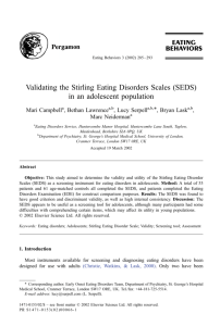Validating the Stirling Eating Disorders Scales (SEDS) in an