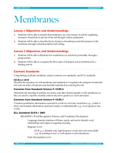 Lesson Plan 5 Membranes and Transport