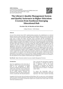 The Library's Quality Management System and Quality Assurance in