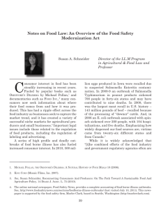 Notes on Food Law - University of Arkansas School of Law