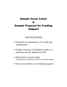 Sample Cover Letter & Sample Proposal for Funding