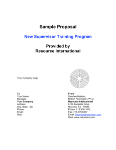 Sample Proposal New Supervisor Training Program