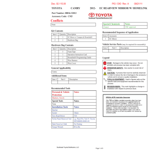 Auto Dimming Mirror MY 2012 - Sparks Toyota