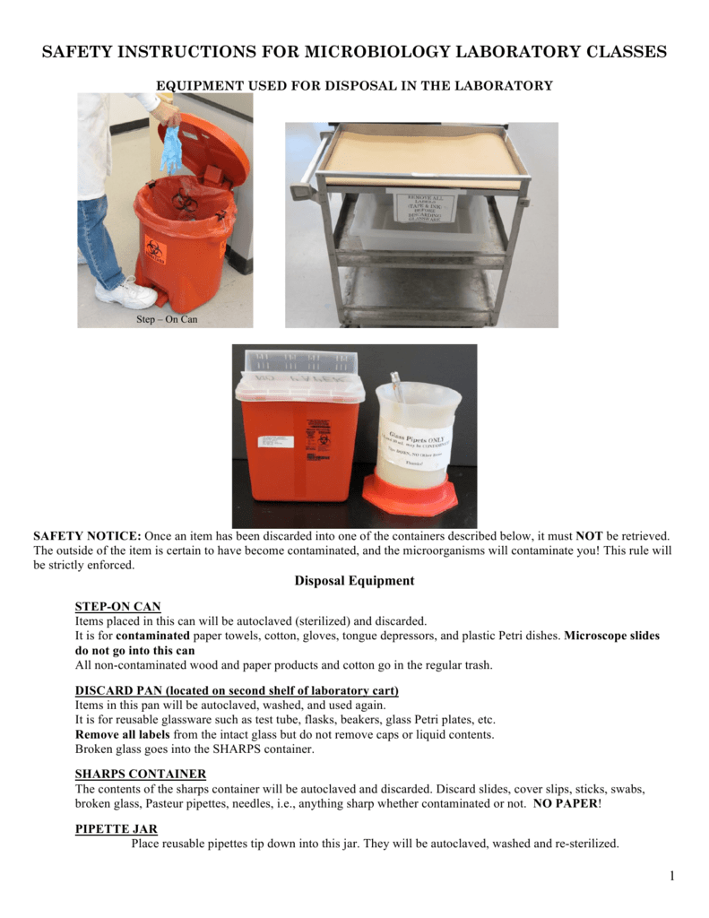 Safety Instructions For Microbiology Laboratory Classes