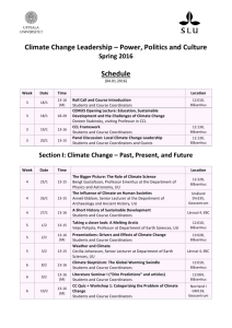Climate Change Leadership – Power, Politics and Culture Schedule