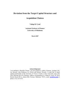 Deviation from the Target Capital Structure and Acquisition Choices