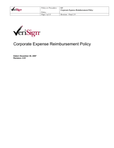 Corporate Expense Reimbursement Policy