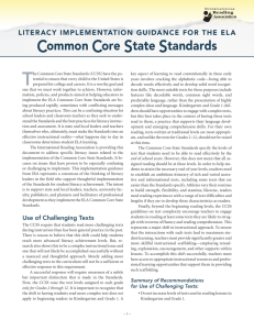 Literacy Implementation Guidance for the ELA Common Core State