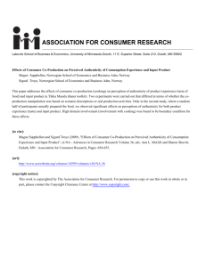 Effects of Consumer Co-Production on Perceived Authenticity of