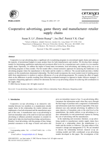 Cooperative advertising, game theory and manufacturer–retailer