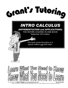 intro calculus - Grant's Tutoring