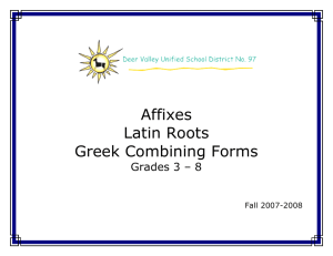 Affixes Latin Roots Greek Combining Forms