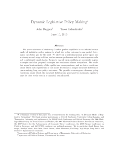 Dynamic Legislative Policy Making∗