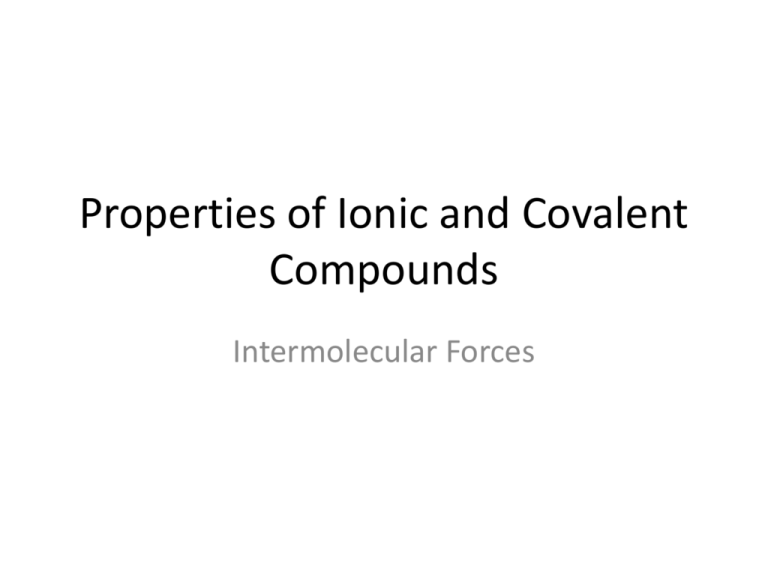 Properties Of Ionic And Covalent Compounds