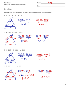 Wkst- Law of Sines-Area of Triangle