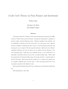 A Life Cycle Theory on Firm Finance and Investment