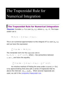 The Trapezoidal Rule for Numerical Integration