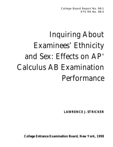 Inquiring About Examinees's Ethnicity and Sex: Effects on AP