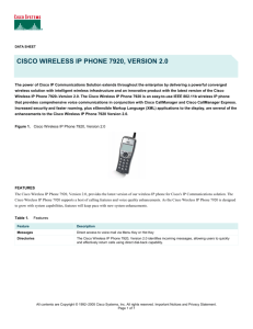 cisco wireless ip phone 7920, version 2.0