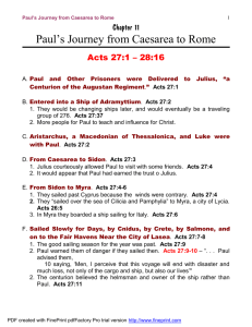 Paul's Journey from Caesarea to Rome