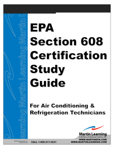 EPA EPA Section 608 Certification Certification Study Guide EPA