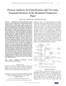 Process Analysis for Esterification and Two