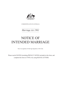 NOTICE OF INTENDED MARRIAGE