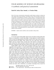 Four Models of Science Journalism: A Synthesis and Practical