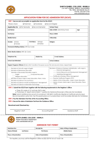 application form for sic admission test (sicat)