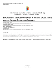 EVALUATION OF SOCIAL STRATIFICATION IN KASHMIR VALLEY