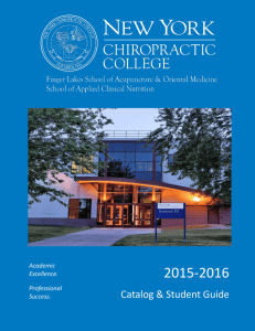 Catalog & Student Guide - New York Chiropractic College