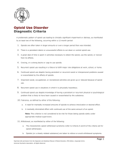 Opioid Use Disorder Diagnostic Criteria - PCSS-MAT
