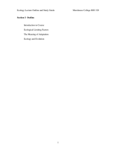 Ecology Lecture Outline and Study Guide Morehouse College BIO