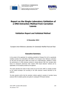 Report on the Single-Laboratory Validation of a DNA Extraction