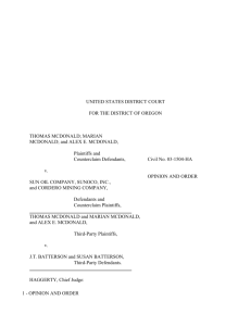 1 - OPINION AND ORDER UNITED STATES DISTRICT COURT