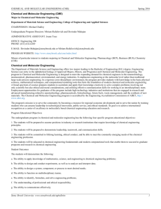 Chemical and Molecular Engineering (CME) Chemical and