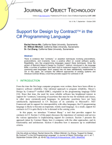 Support for Design by Contract™ in the C# Programming Language