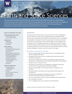 Fact Sheet - Earth and Space Sciences at the University of Washington