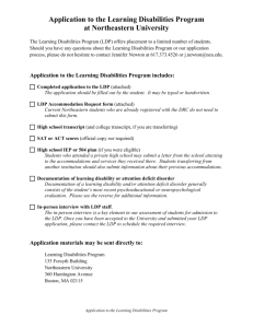 Application to the Learning Disabilities Program