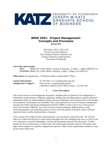 BMIS 2551 Project Management Concepts and Processes