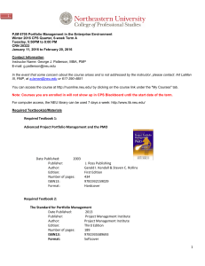 1 1 Required Textbook 1: Advanced Project Portfolio Management
