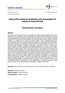 Risk profile related to production and consumption of insects as food