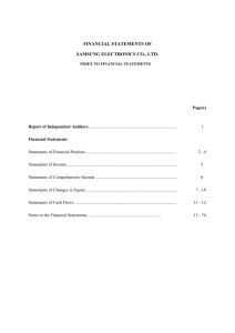 FINANCIAL STATEMENTS OF SAMSUNG ELECTRONICS CO., LTD.