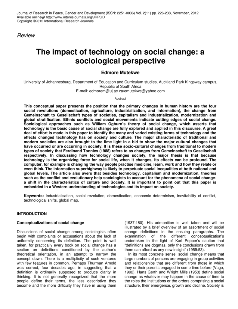essay about digital technology and social change