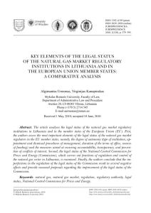 KEY ELEMENTS OF THE LEGAL STATUS OF THE NATURAL GAS