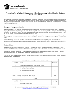Emergency Preparedness Information for Residential