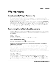 Worksheets - OriginLab
