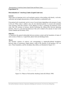 Experiment 3A Determination of Atterberg Limits (Liquid Limit test)