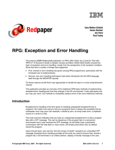 RPG: Exception and error handling