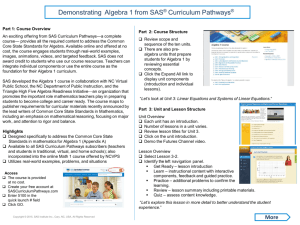 Demonstrating Algebra 1 from SAS® Curriculum Pathways®